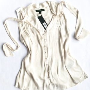 Banana Republic Tie Neck Short Sleeve Blouse (NWT)